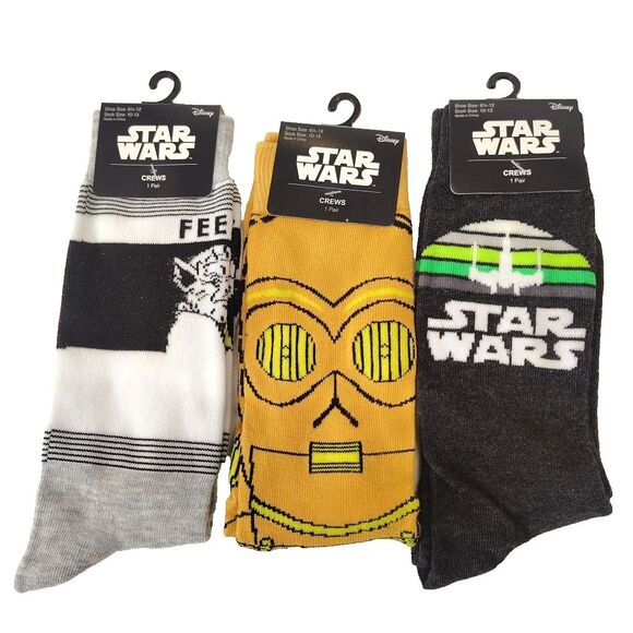 Star Wars Other - Star Wars C-3PO X-wing Starfighter Novelty Men Socks Set 3 Pair Size 6-12 NWT